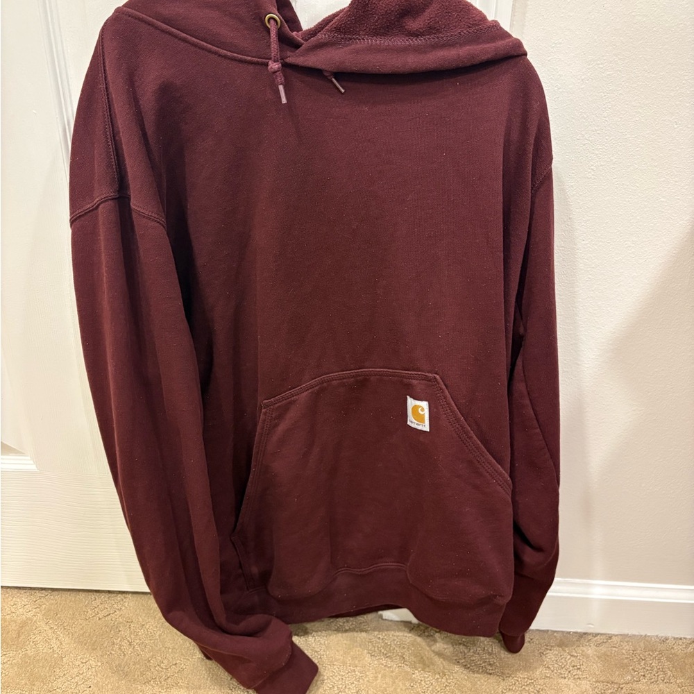 Carhartt Men’s Loose Fit Midweight Signature Sleeve Logo Hooded Sweatshirt